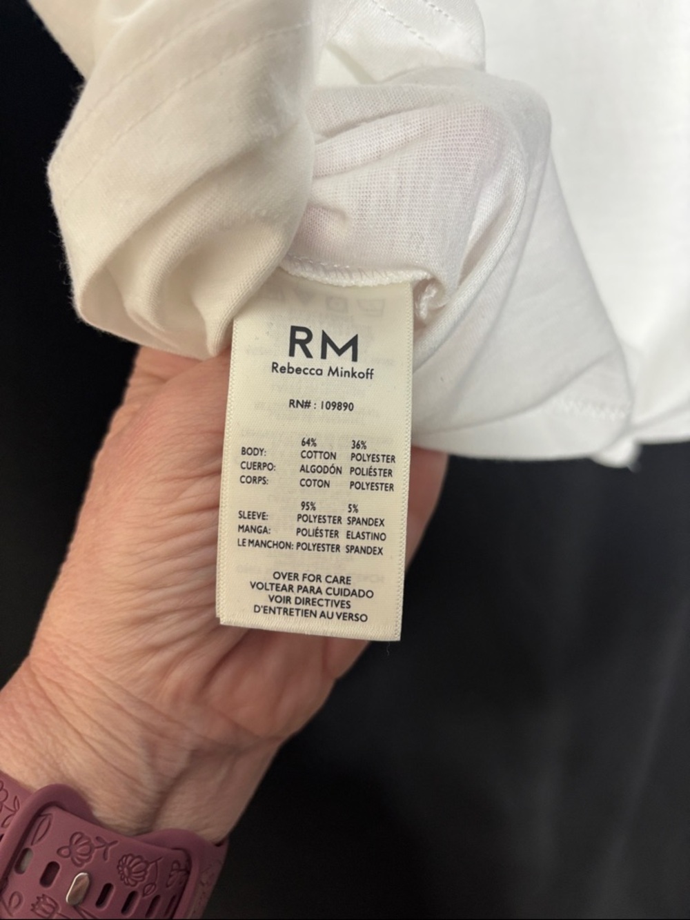 Rebecca Minkoff White Tee with Silver Sequin Short Sleeves - Picture 6 of 6